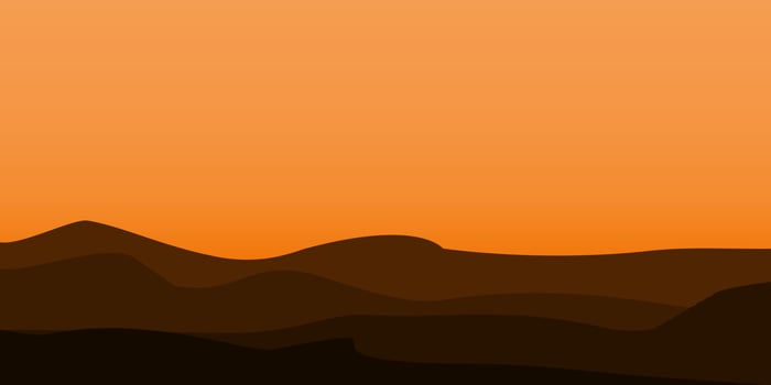 silhouette views of mountain with sunset background vector
