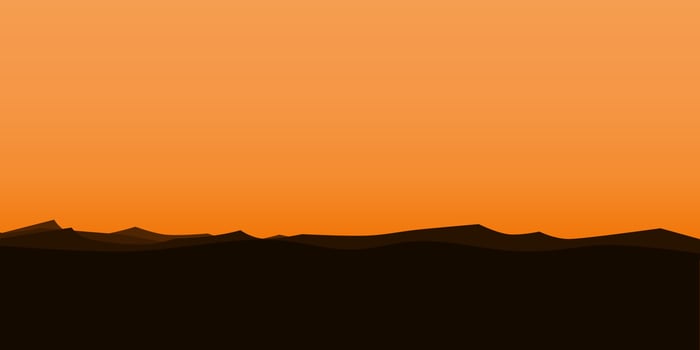 silhouette views of mountain with sunset background vector