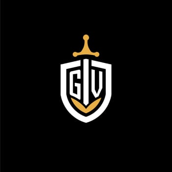 Creative letter GV logo gaming esport with shield and sword design ideas vector