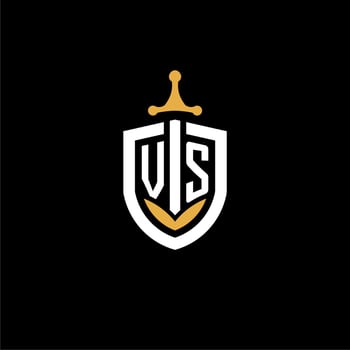 Creative letter VS logo gaming esport with shield and sword design ideas vector