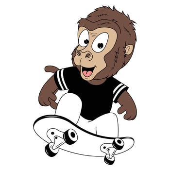 cute animal cartoon with skateboard vector