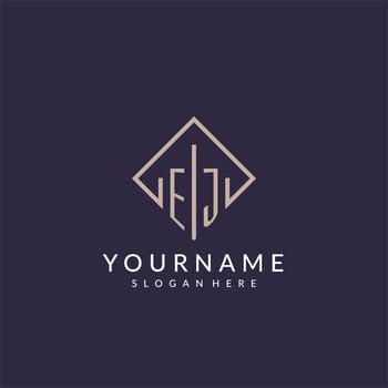 EJ initial monogram logo with rectangle style design vector