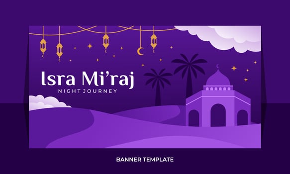 Isra Mi'raj night journey illustration vector banner template