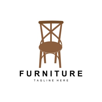 furniture logo, home furnishing design, room icon illustration, table, chair, lamp, frame, clock, flower pot vector