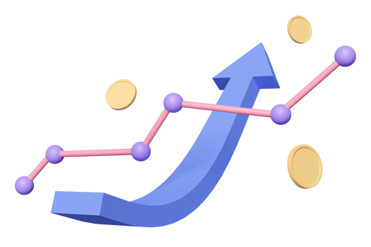 stock market uptrend chart with Investing in different currencies, 3d render illustration png