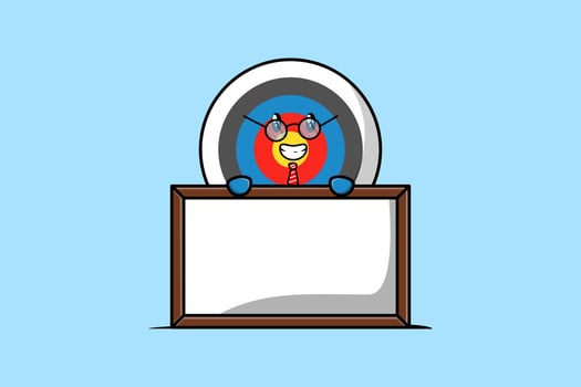 cartoon Archery target teacher with big whiteboard vector