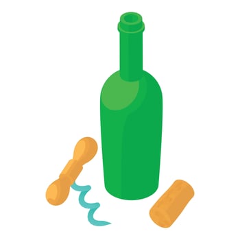 Uncorked bottle icon, isometric style vector