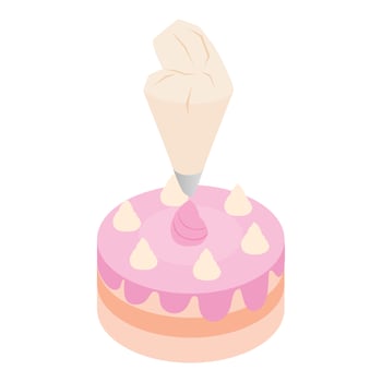 Cake decoration icon, isometric style vector