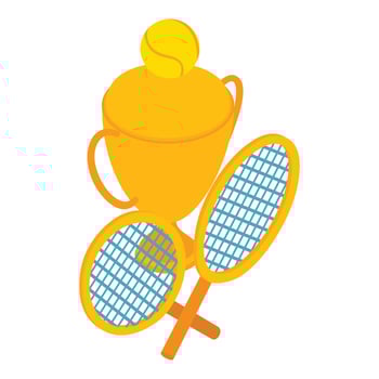 Tennis trophy icon, isometric style vector