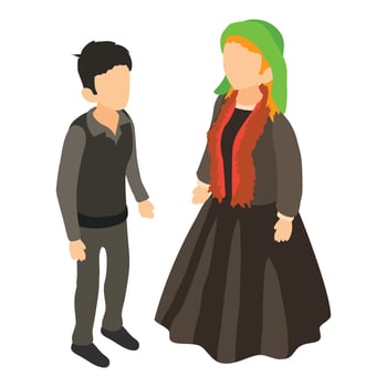 National dress icon, isometric style vector