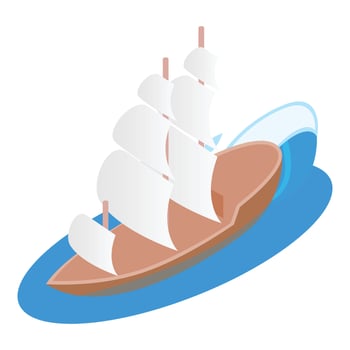 Galleon icon, isometric style vector