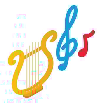 Music symbol icon, isometric style vector