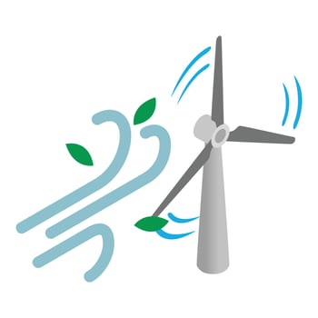 Wind energy icon, isometric style vector