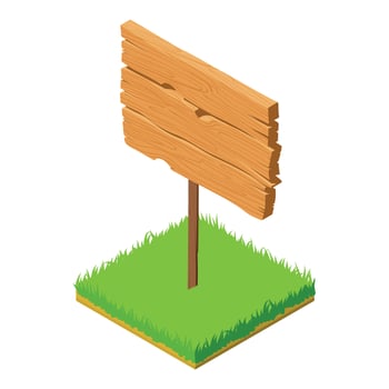 Wood sign icon, isometric style vector