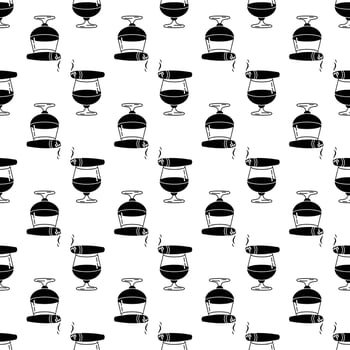 Cigar whiskey glass pattern seamless vector