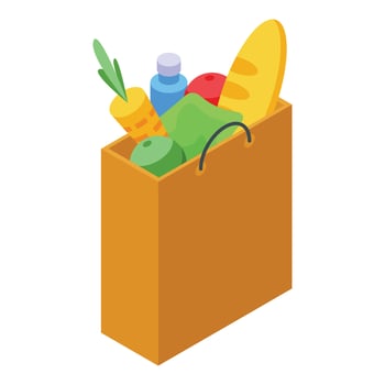 Food products delivery icon, isometric style vector