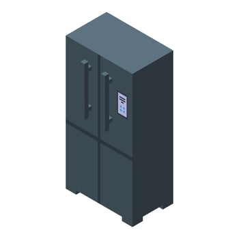 Kitchen black fridge icon, isometric style vector