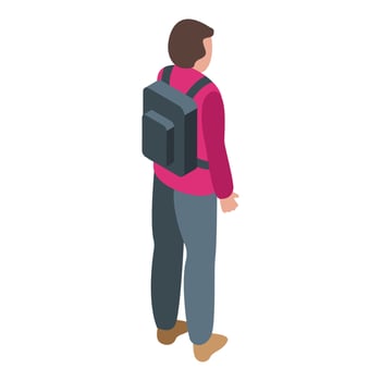 Schoolboy keep distance icon, isometric style vector