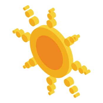 Solarium sun icon, isometric style vector