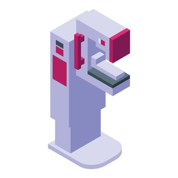 Mammography machine breast icon, isometric style vector