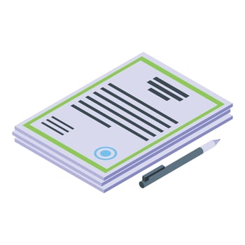 Car buying documents icon, isometric style vector