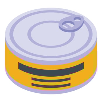 Vitamin d tin fish icon, isometric style vector