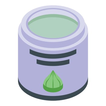 Wasabi cream jar icon isometric vector. Salmon green snack vector