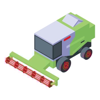 Field farm harvester icon, isometric style vector