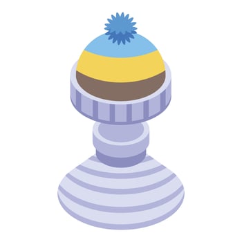Autumn winter hat icon, isometric style vector