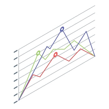Income chart icon, isometric style vector