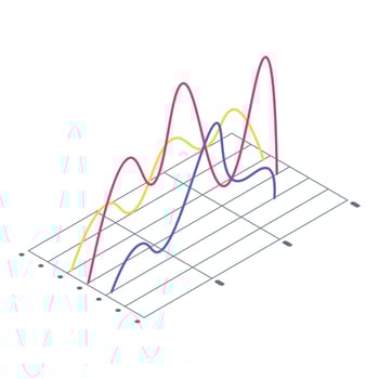 Trouble regression chart icon, isometric style vector