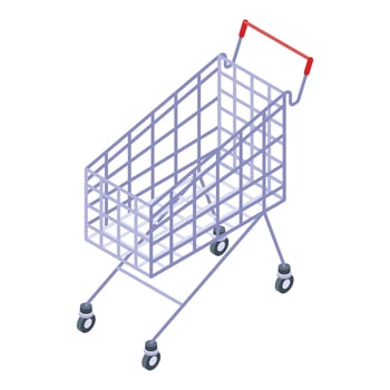 Metal shop cart icon, isometric style vector