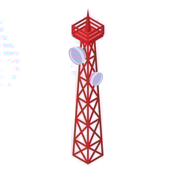 Tv antenna tower icon, isometric style vector