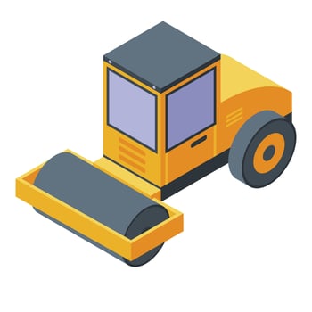 Road construction roller icon, isometric style vector