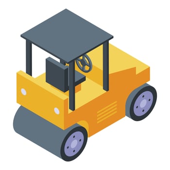 Asphalt roller icon, isometric style vector