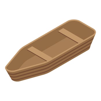 Wood boat icon, isometric style vector