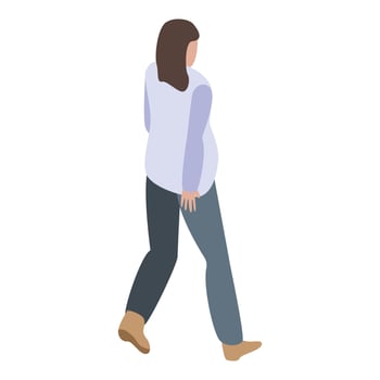 Walking pregnant woman icon, isometric style vector