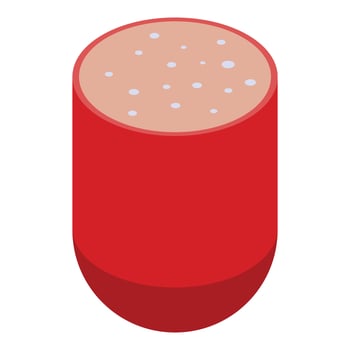 Cutted sausage icon, isometric style vector