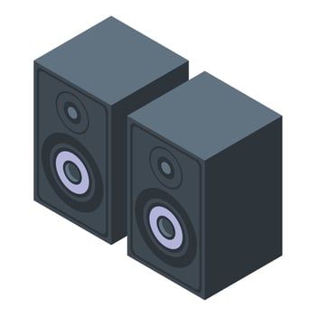 Musical speaker icon, isometric style vector