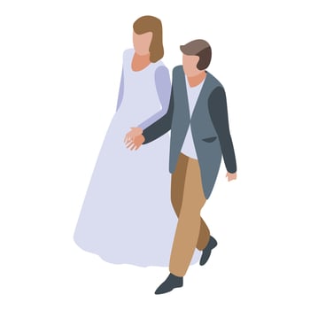 Happy wedding couple icon, isometric style vector
