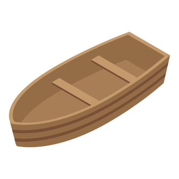 Pirate wood boat icon, isometric style vector