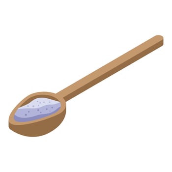 Wood spoon flour icon, isometric style vector