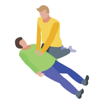 Respiratory first medical aid icon, isometric style vector