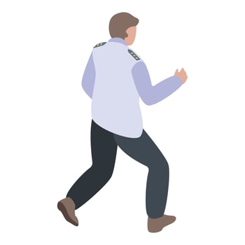 Running policeman icon, isometric style vector