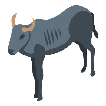 Black wildebeest icon, isometric style vector