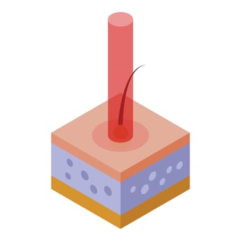 Laser hair removal process icon, isometric style vector