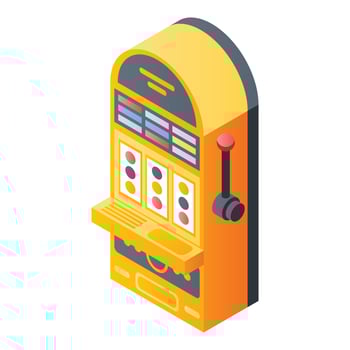 Golf slot machine icon, isometric style vector
