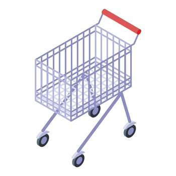Shopping cart icon, isometric style vector