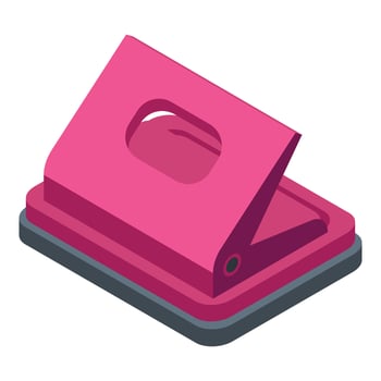 Hole puncher equipment icon, isometric style vector