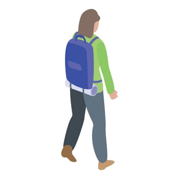 Woman immigrant icon, isometric style vector